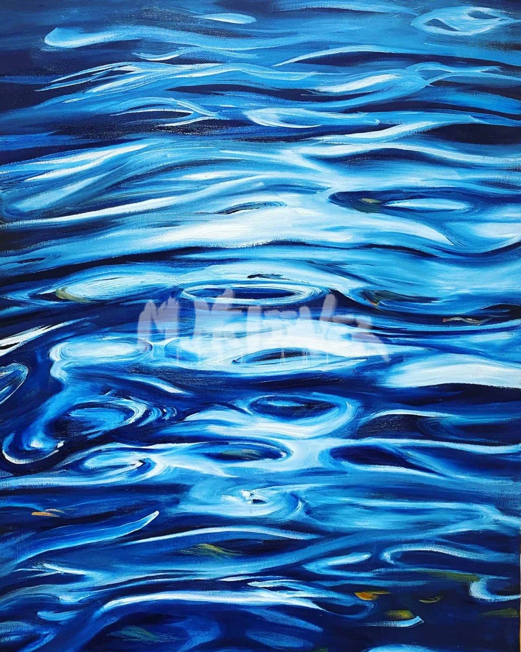 Blue Water Reflection painting