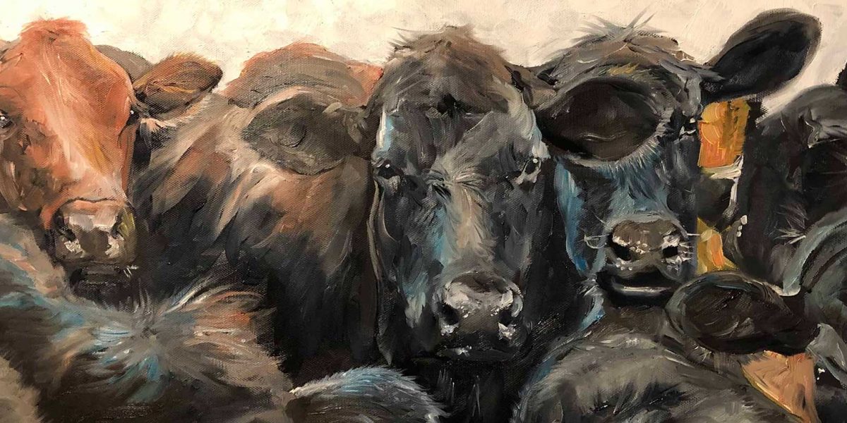 Cows Oil Painting by Michael Meissner