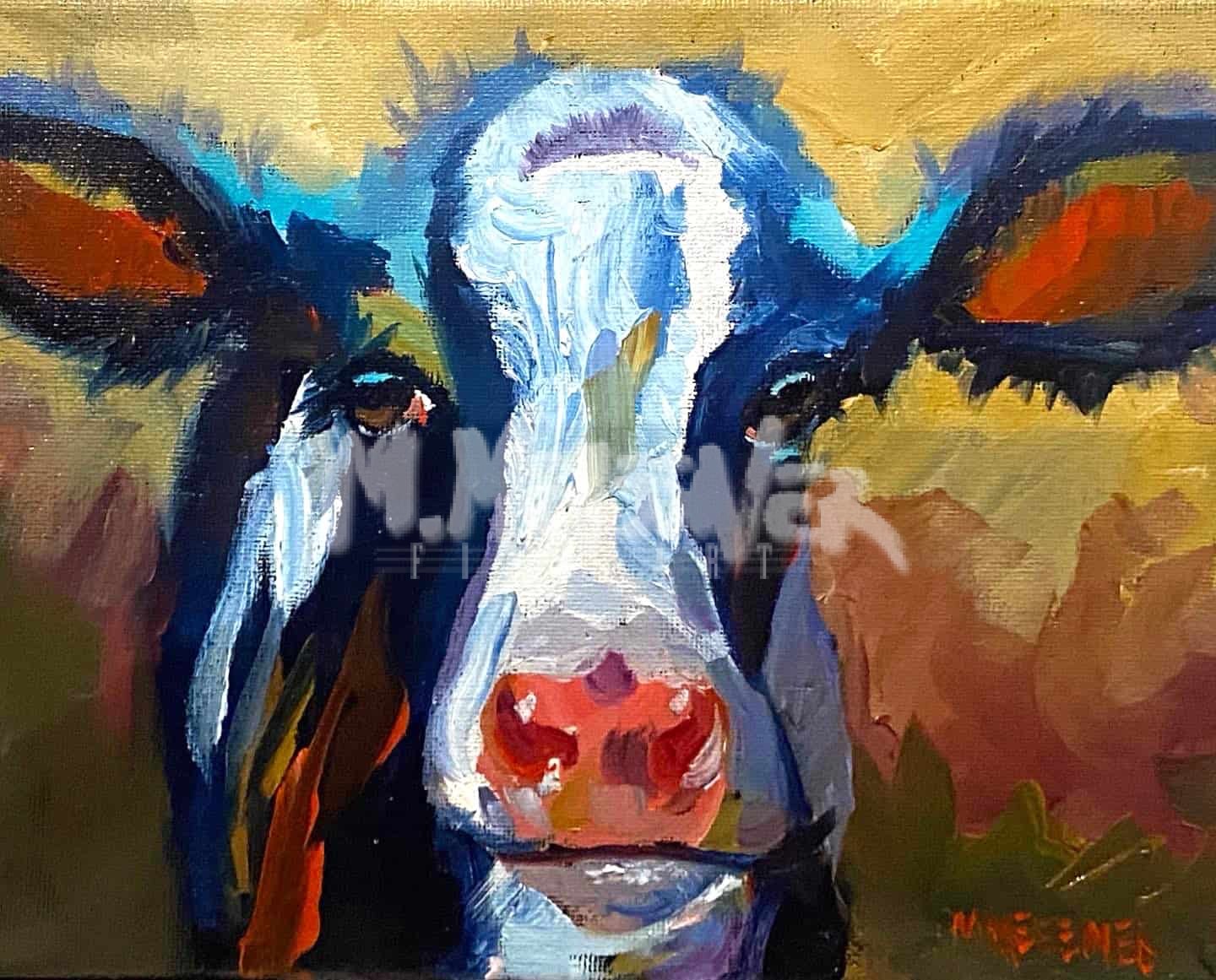 Small Cow Oil Painting by Michael Meissner