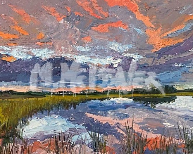 Marsh Sunrise Painting by Michael Meissner