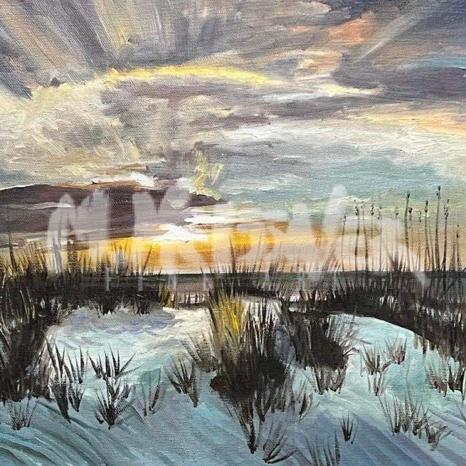 Sunrise beach grassÂ Painting by Michael Meissner