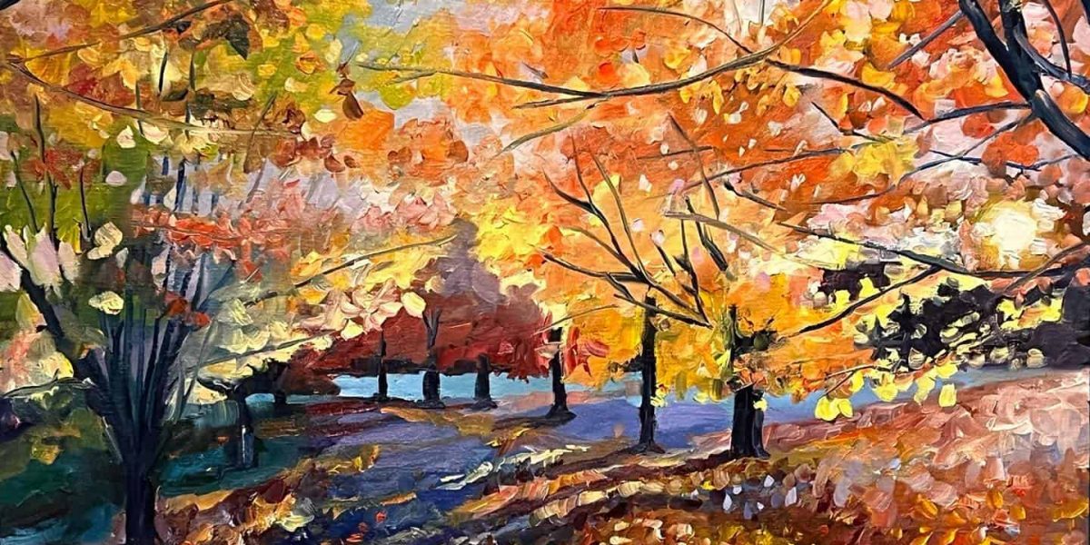 Autumn road color Painting by Michael Meissner