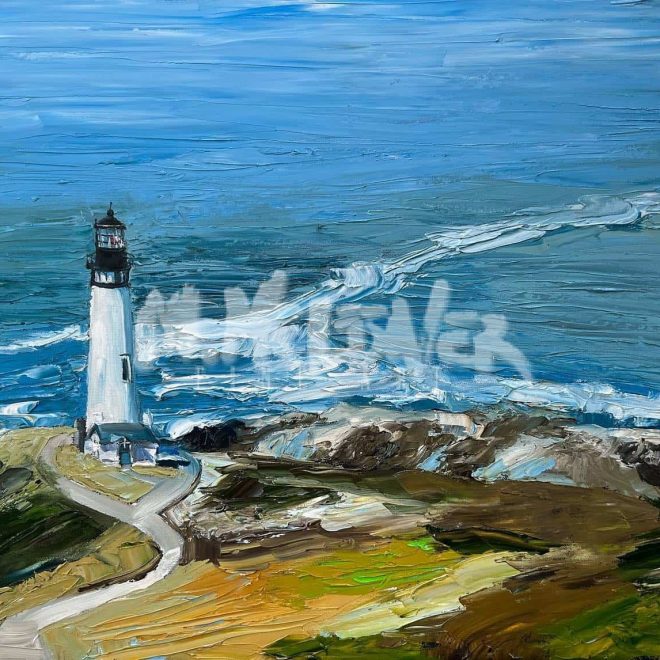 Oregon Lighthouse Painting by Michael Meissner