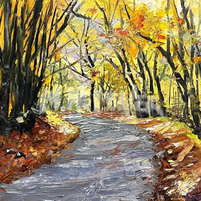 Autumn Road Painting by Michael Meissner