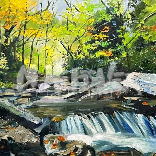 Smoky Mountains waterfall Painting by Michael Meissner