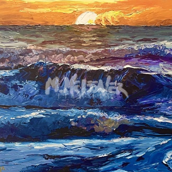 Sunrise on the ocean Painting by Michael Meissner