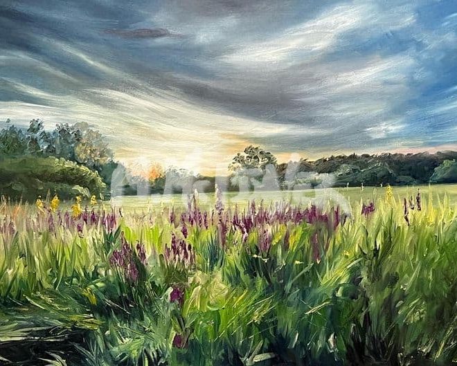 Purple Fields Painting by Michael Meissner